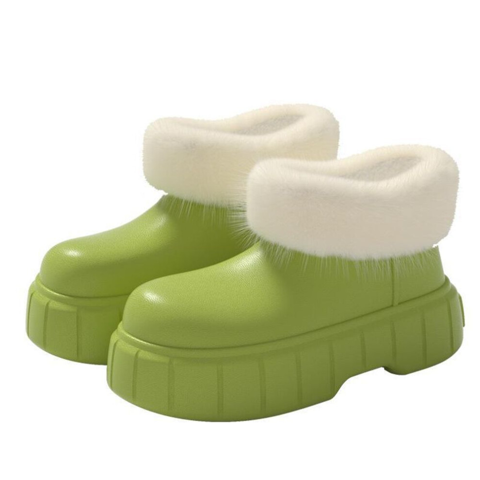 (green, 36-37) Women's High-top Waterproof Cotton Slipper Boots - Winter Indoor Warmth & Eva Sole.
