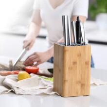 Eco-Friendly Bamboo Kitchen Knife Holder Scissors Sharpening Rod Space Saver Knife Drier Storage Tool with Drain Holes