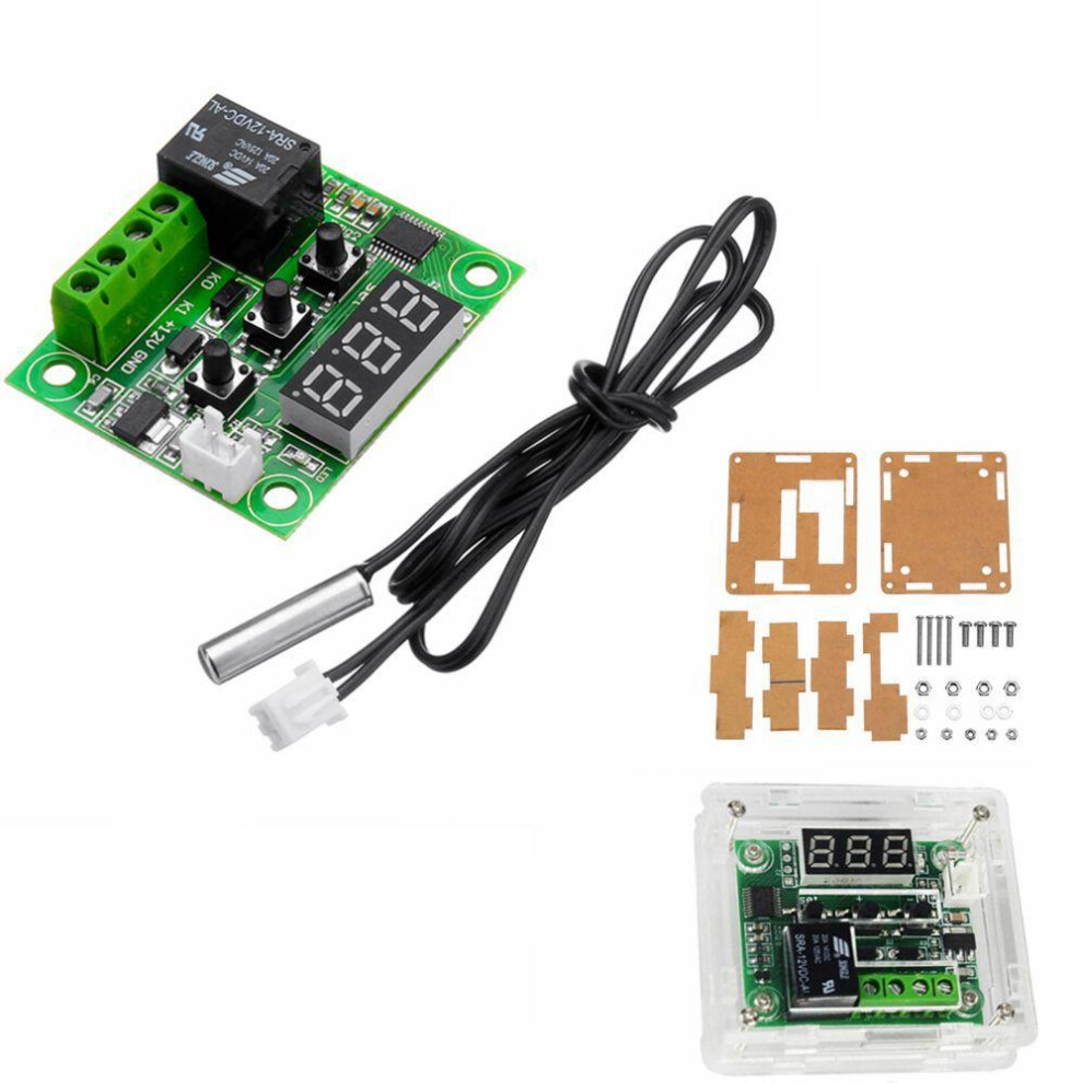 3pcs DC 12V Thermostat Temperature Control Switch Thermometer Controller With Digital LED Display With Case