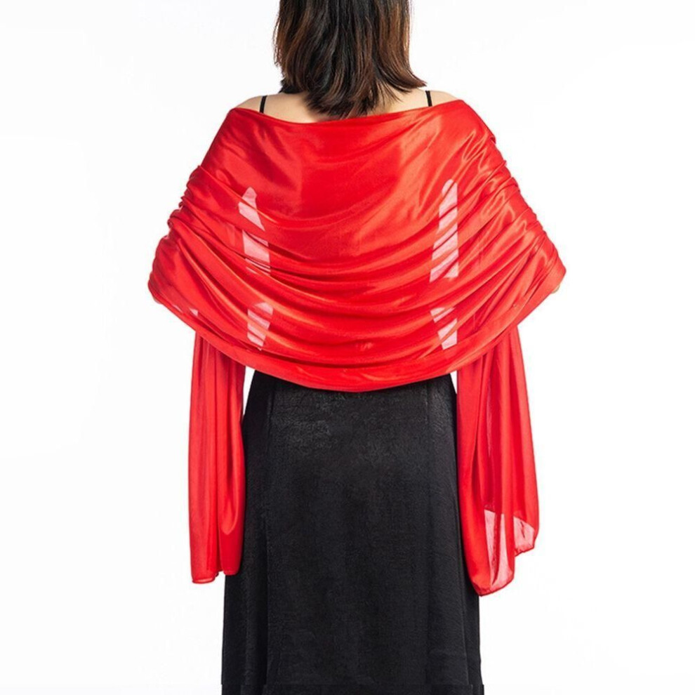 (red) Large Shawl Solid Color Scarf Accessories Satin Shawl Female Shawl Korean Style Scarves Silk Scarf