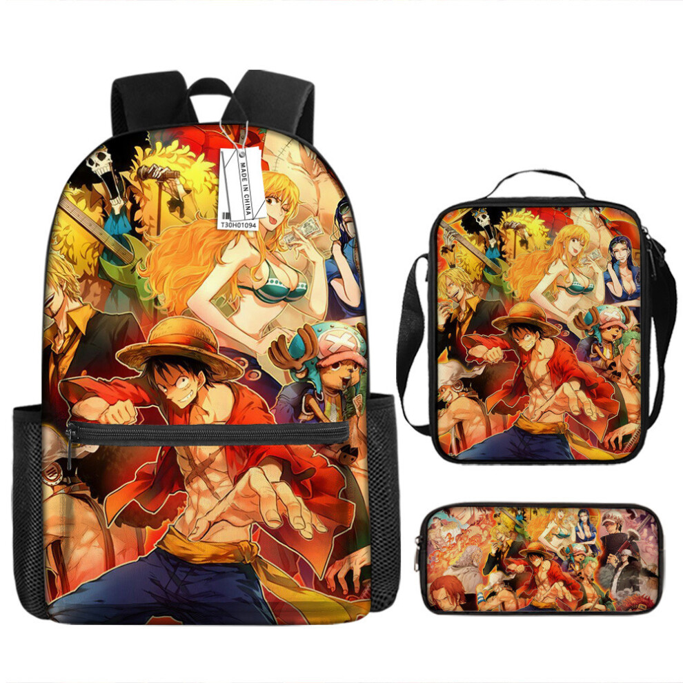 (13, Three-piece set) New One Piece anime backpack student schoolbag boy crossbody bag girl pen bag-image-OPC-PGKTDQG-NEW