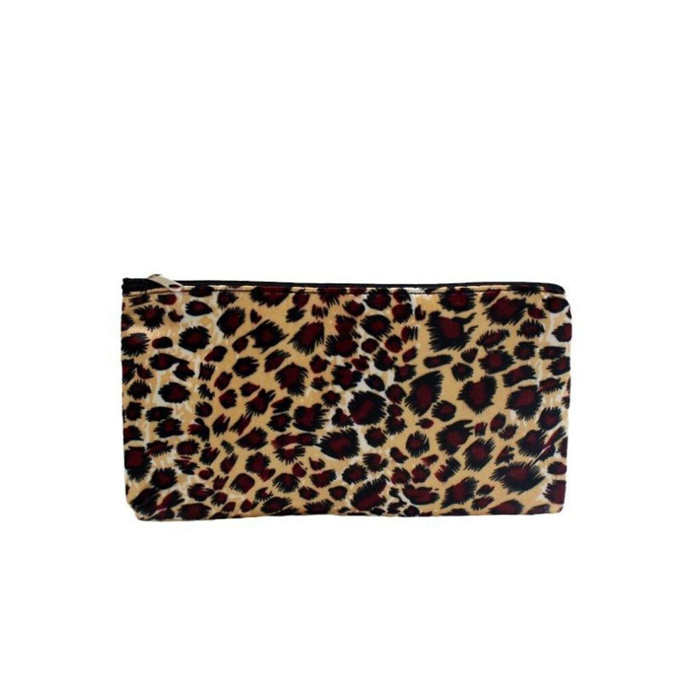 (yellow) Leopard Pattern Zipper Makeup Bag Fashion Multi-functional Bag Cosmetic Pouch Travel/carrying Purse For Women