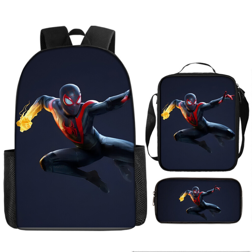 (38, Three-piece set) New Spider-Man Children's Student Backpack Peripheral Backpack Backpack Three-piece Set-image-OPC-PGKTFC6-NEW