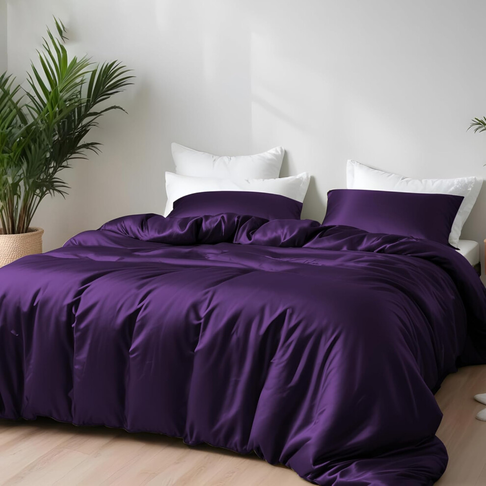 (Ivory, Double 3pc Duvet cover set) Double Size Duvet Cover Set, 100% Bamboo Bedding, 200 x 200 CM Cooling Quilt Cover, Soft, Anti Allergy, Light Weight Comforter Cover with...