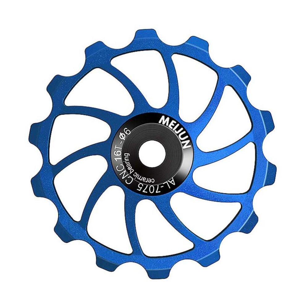 (blue, 16T) 15t 16t Bicycle Parts Pulley Wheel Aluminum Zinc Zinc Alloy Bearing Guide Wheel Guide Roller Rear Derailleur
