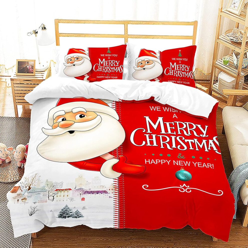 (Style 5, Single(135x200cm)) Merry Christmas Duvet Cover Christmas Festival Themed Pattern Printed Quilt Bedding Set Washable Microfibre Comforter Cover Bedding Quilt...