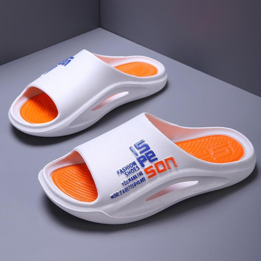 (orange,white, 36-37) Men's Autumn Style Thick-Soled Slippers: Non-Slip Outdoor & Indoor Flip Flops with Stepping Comfort