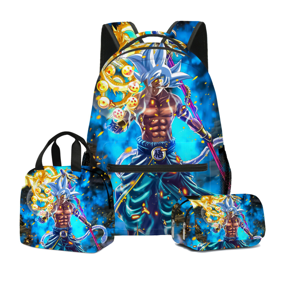 (H, Backpack) New Dragon Ball DragonBal three-piece set of primary and secondary school students' school bags and children's backpacks and lunch bags