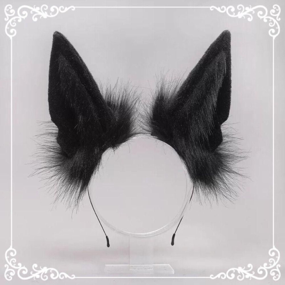 (black-1) Animal Lolita Headband Furry Hair Hoops Simulated Animal Ear Ears Hairband  Adults Kids