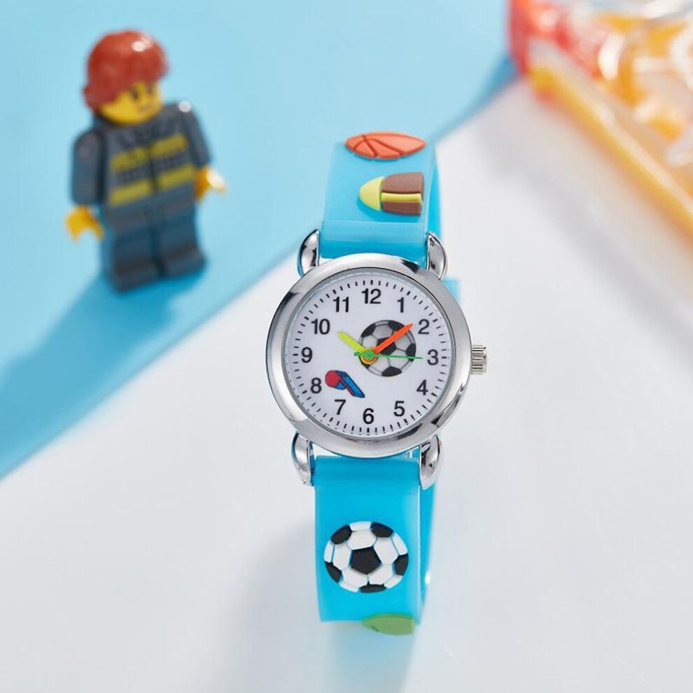 (light blue, null) Children's Cute Football Cartoon Quartz Watch for Boys and Girls