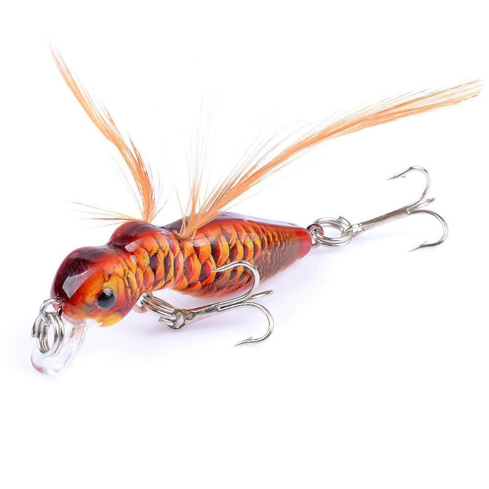 (3) 1pcs Ant Minnow Fishing Lures Bait Hooks 3.2cm/4.5g Feather Fake Bait Hard Fishing Rattle Bead 3D Eye