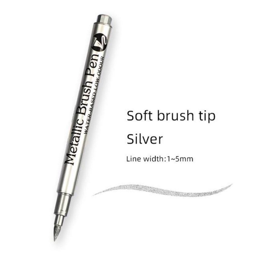 (silver, 2 Pcs) 1/2/4pcs Brush Metallic Marker Pens Set Gold Silver White Permanent Art Markers For Artist Illustration Crafts Scrapbooking Fabric