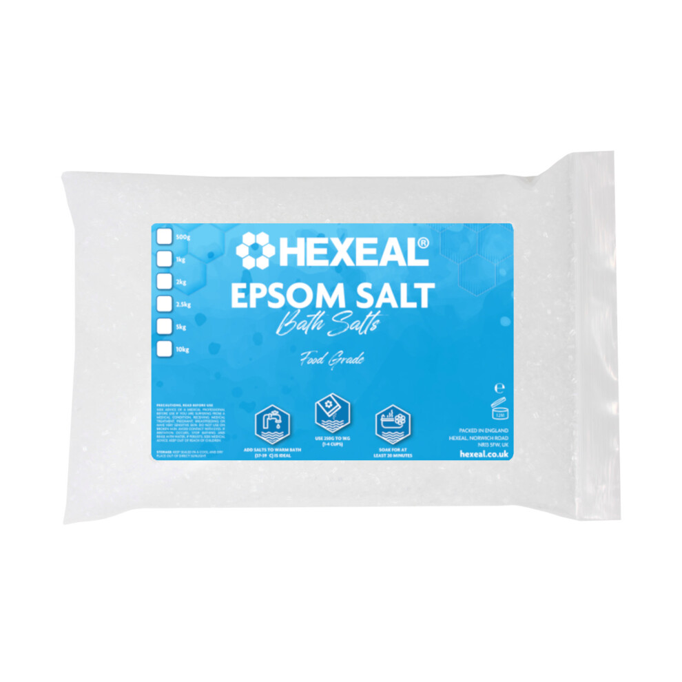 Hexeal Epsom Salt 1kg – 1kg Bag of Food Grade Magnesium Sulphate