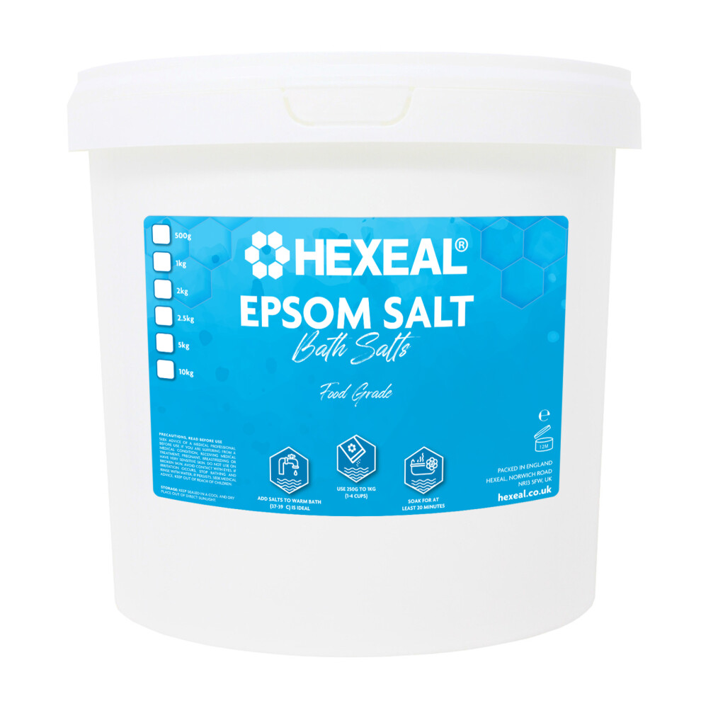 Hexeal Epsom Salt 5Kg - Food Grade Magnesium Sulphate - 5Kg Bucket - Ces005kgbk