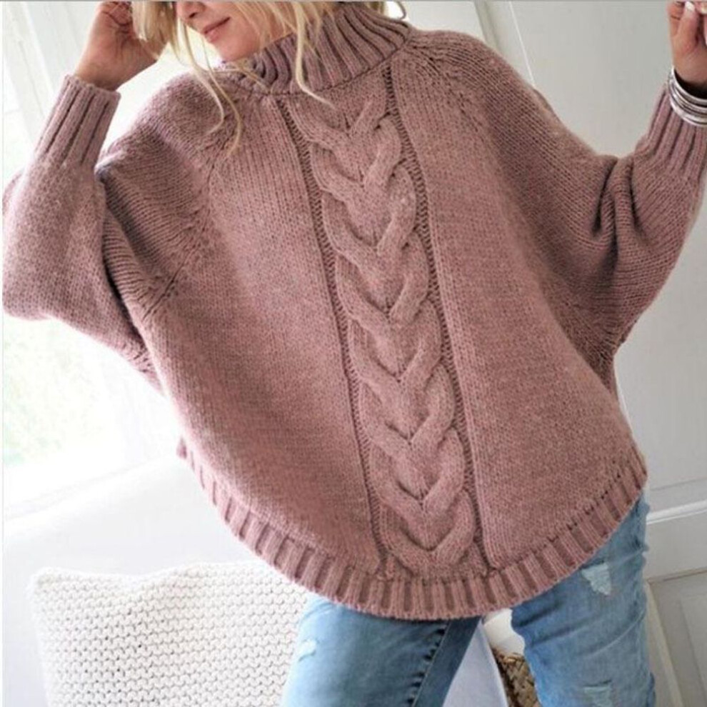 (XXXL, pink) European & American Autumn/winter Oversized Bat Sleeve Pullover Sweater For Women