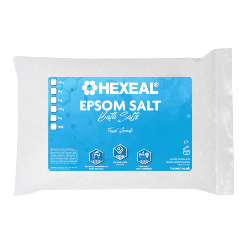Hexeal Epsom Salt 2kg – 2kg Bag of Food Grade Magnesium Sulphate