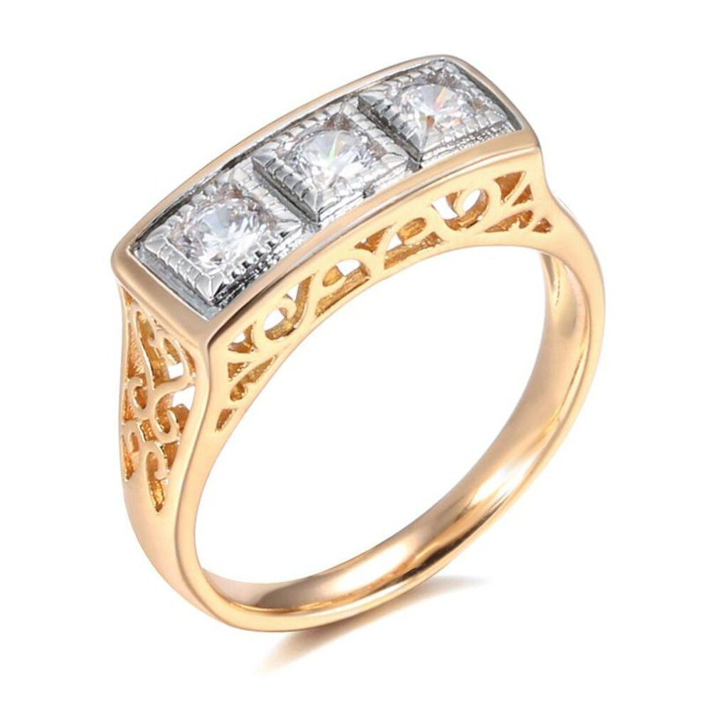 (10) Shiny Silver Color Zircon Rings For Women Luxury Rose Gold Bride Wedding Rings Gift Fine Jewelry
