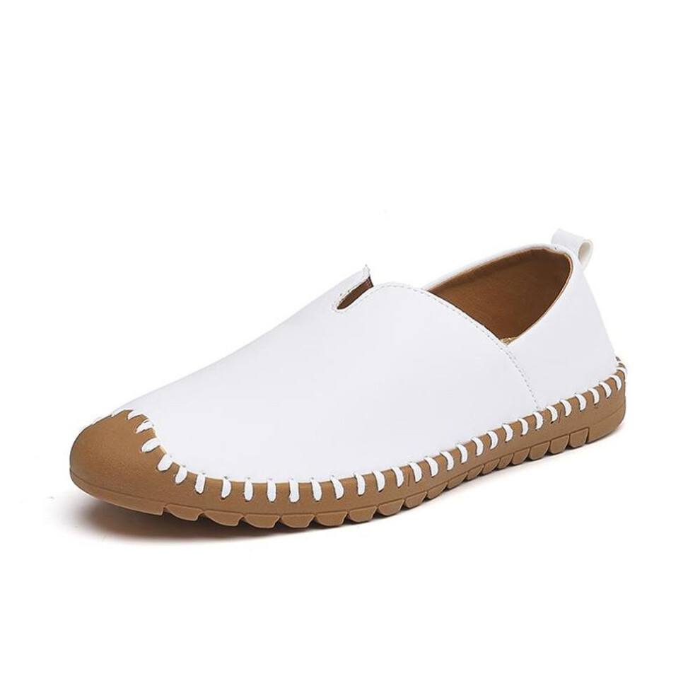 (white, 38) Leather Men Water Beach Sandals Summer Outdoor Casual Closed Toe Sports Sandals Non-slip Soft Hiking Wading Sneakers PLUS SIZE 48