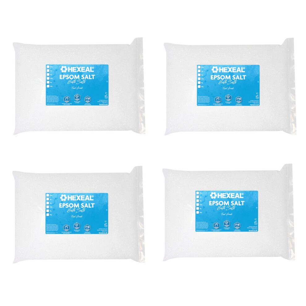 Hexeal Epsom Salt 20kg – 4 x 5kg Bags of Food Grade Magnesium Sulphate