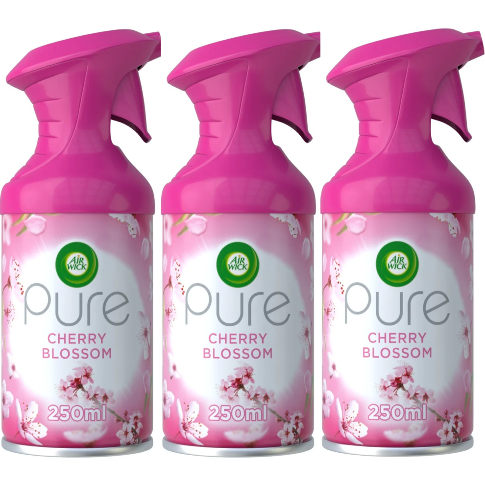 3 x 250ml Air Wick Pure Air Freshner Spray - Cherry Blossom