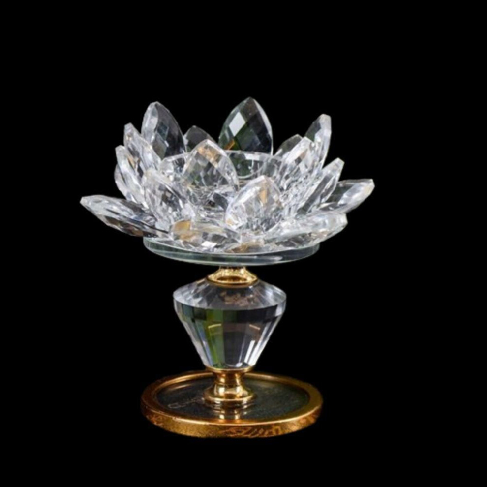 (clear) Clear Crystal Lotus Candle Holder Hoom Decor Lotus Figurines Candle Stand  Party