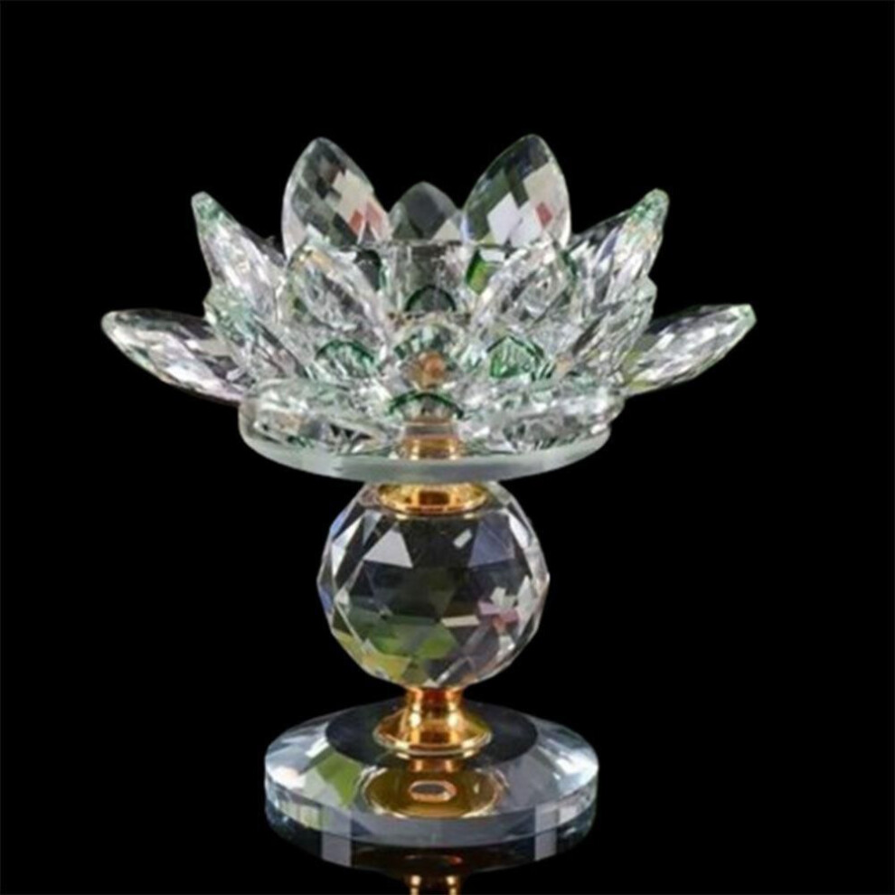 (green) Clear Crystal Lotus Candle Holder Hoom Decor Lotus Figurines Candle Stand  Party
