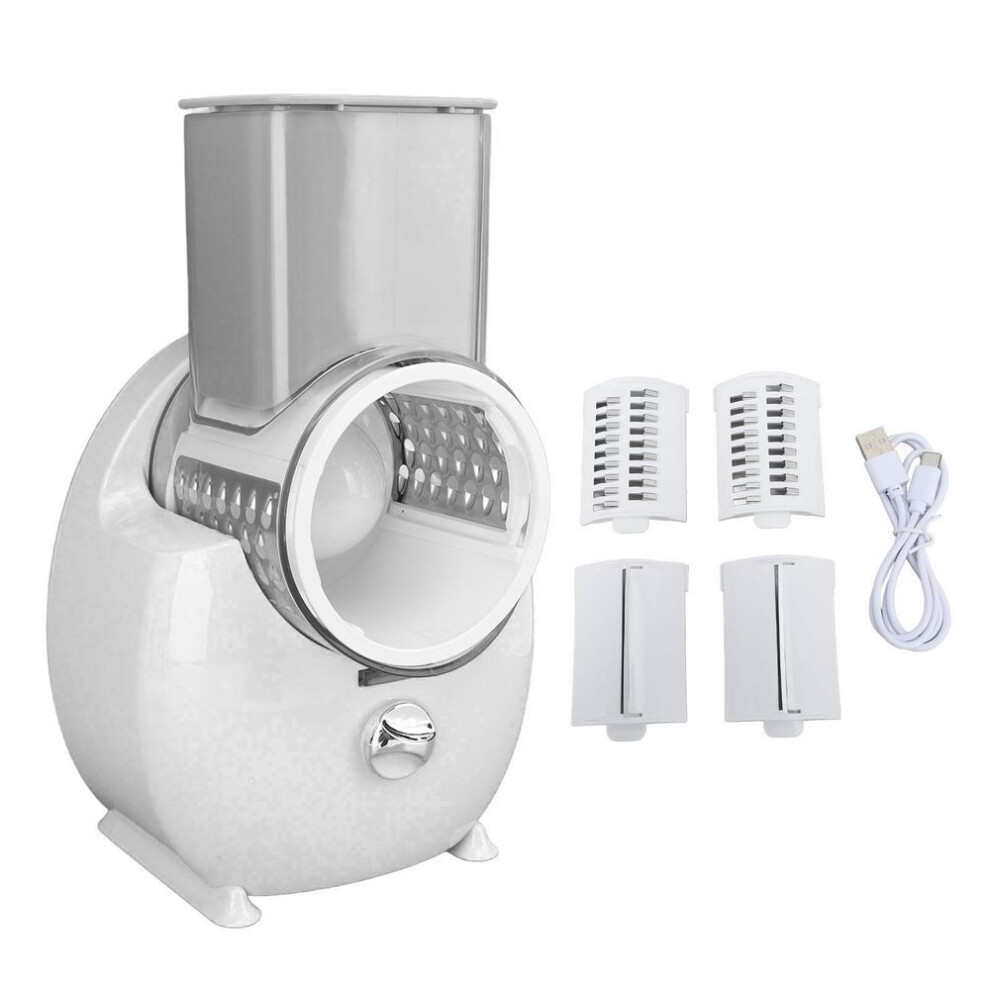 (white) Electric Vegetable Shredder Portable Rechargeable Multifunctional Potato Radish Veggie Cutter For