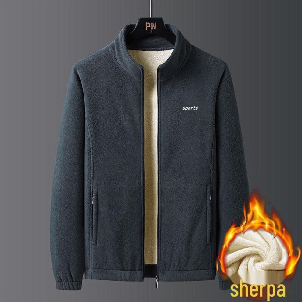 (dark gray, 2XL) Polar Fleece Cardigan: Autumn/Winter Warm Thick Plush Jacket