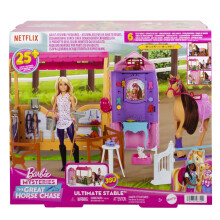 Barbie Mysteries: The Great Horse Chase Stable Playset with Doll, Toy Horse & Accessories, 25+ Pieces