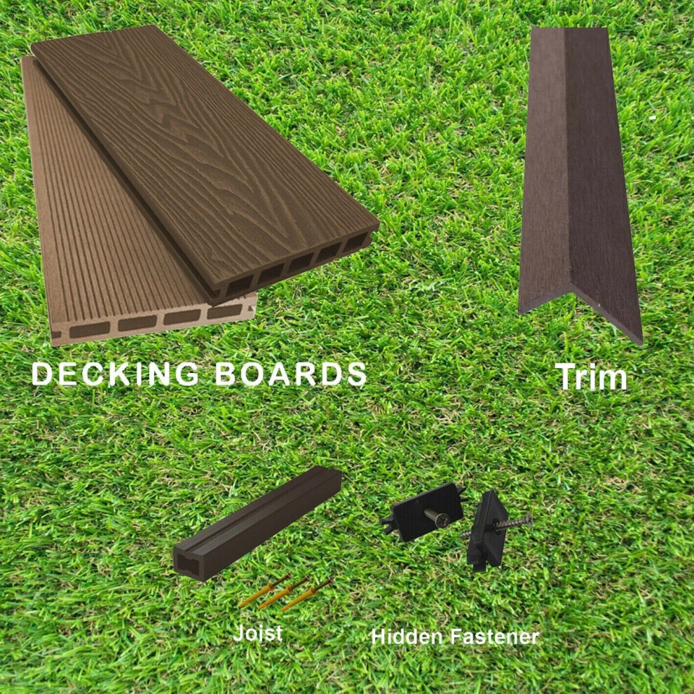 (Brown) 1 Square Meter Composite Decking Set Boards, Edging & Fixings Included