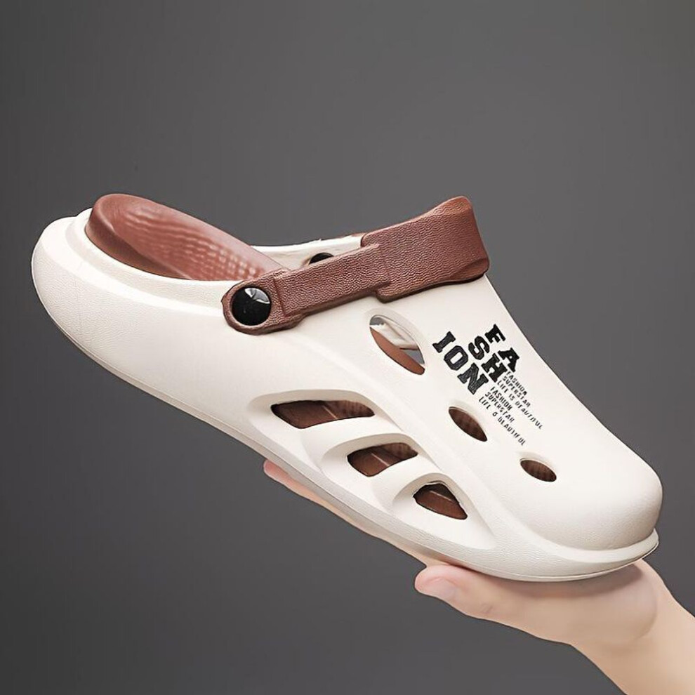 (khaki, 40/41) Men's Summer Half Slippers: Deodorant, Non-slip, Thick Sole, Comfortable Outdoor Sports Beach Shoes