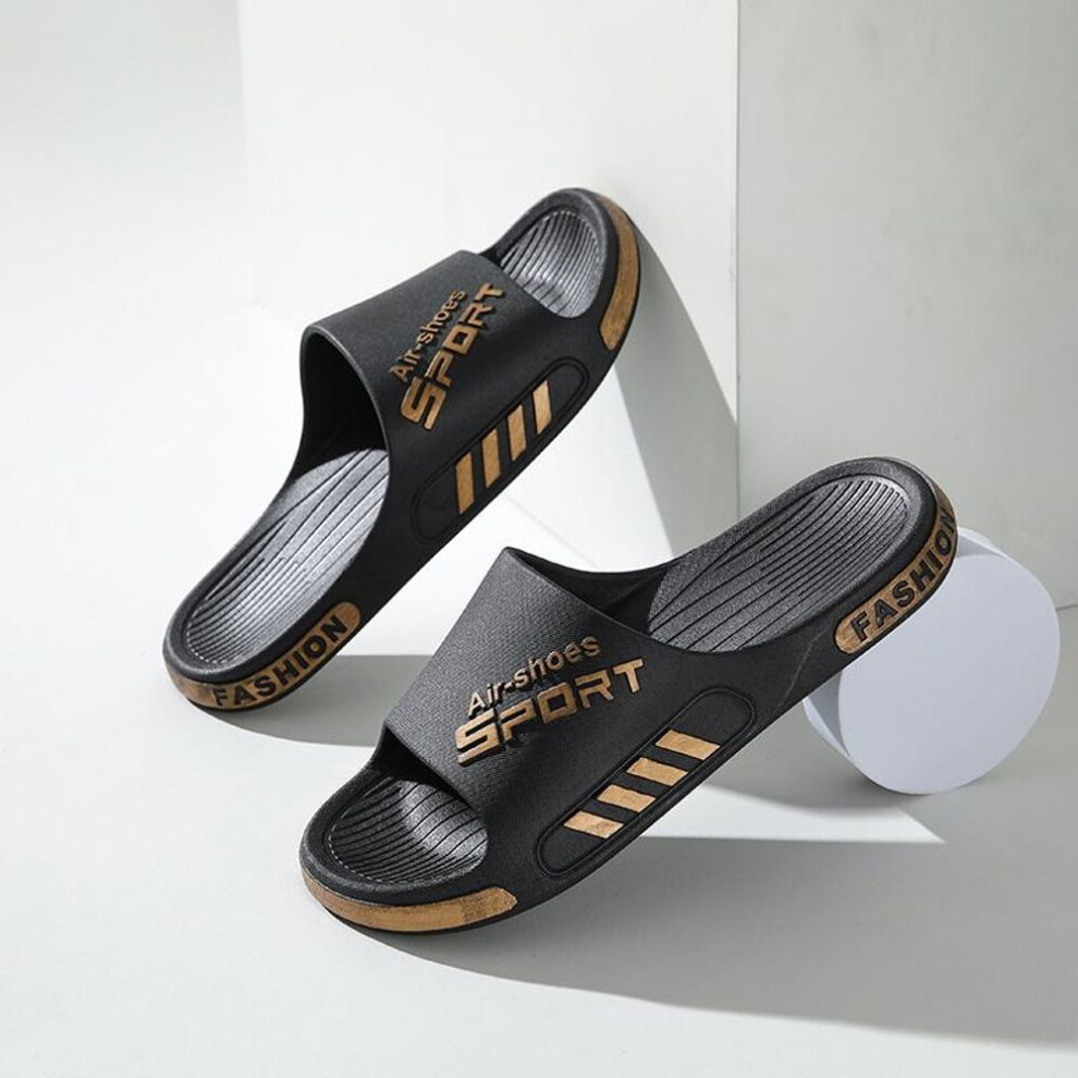 (golden, 40-41) Order A Size Up Quick-drying Non Slip Slide Slippers For Men Women, Summer PVC Casual House Shoes For Indoor Outdoor Shower