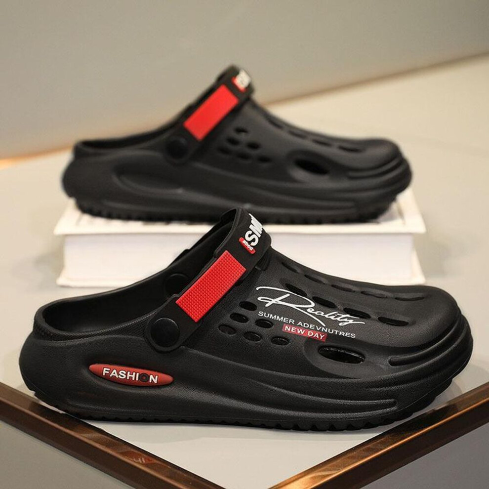 (black, 42) Cave Shoes For Men,indoor Eva Tread Shit Feeling Sandals,two Wear Sandals Slippers,outdoor Beach Shoes,men Slippers
