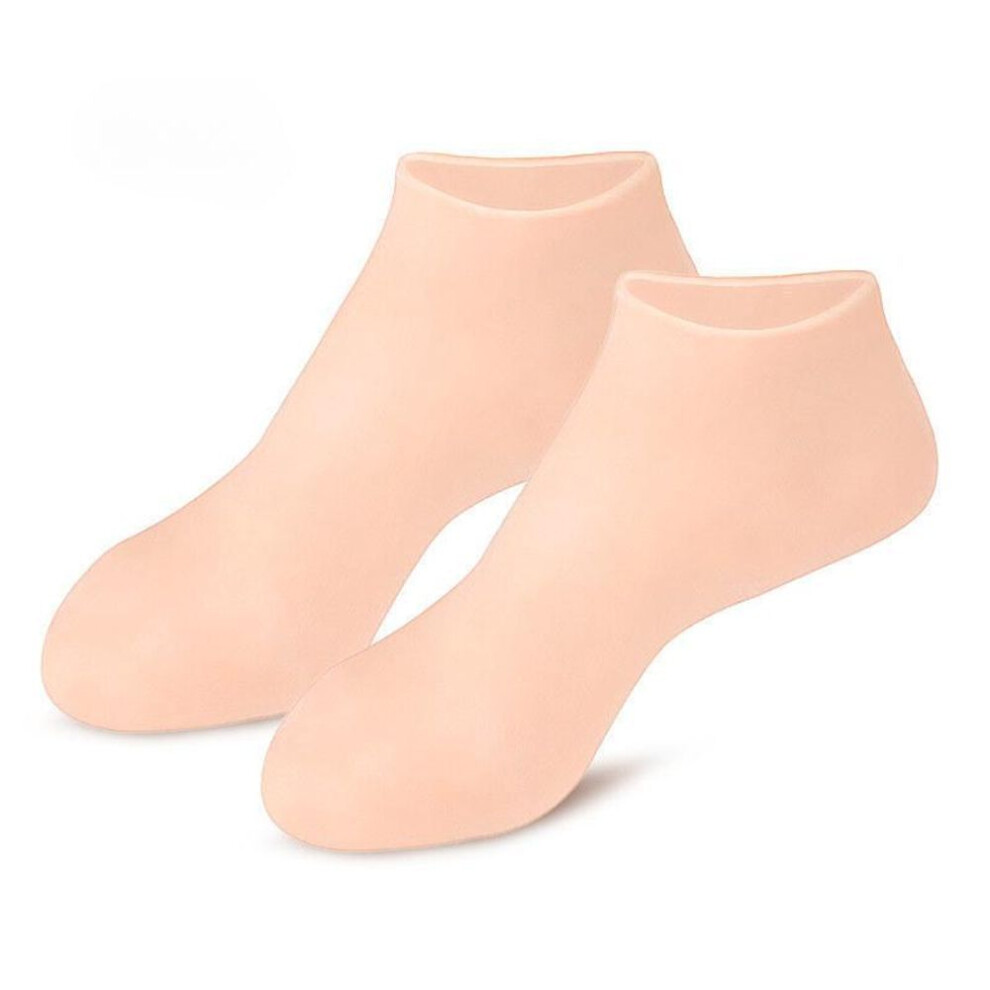 (nude, 2 pairs) 1 Pairs Silicone Moisturizing Foot Socks for Dry Cracked Feet Foot Care Socks Spa Pedicure Socks Massage Moisturizing Gel Sock