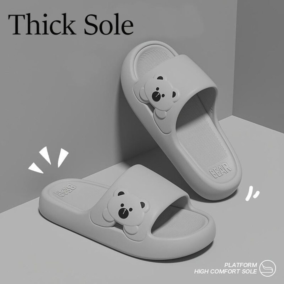 (grey, 40-41) Women's Cute Cartoon Slippers - Lightweight, Comfortable & Non-Slip EVA Indoor Shoes for Shower and Walking, Soft Sole, Home Shoes