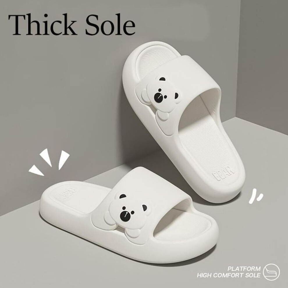 (white, 40-41) Women's Cute Cartoon Slippers - Lightweight, Comfortable & Non-Slip EVA Indoor Shoes for Shower and Walking, Soft Sole, Home Shoes