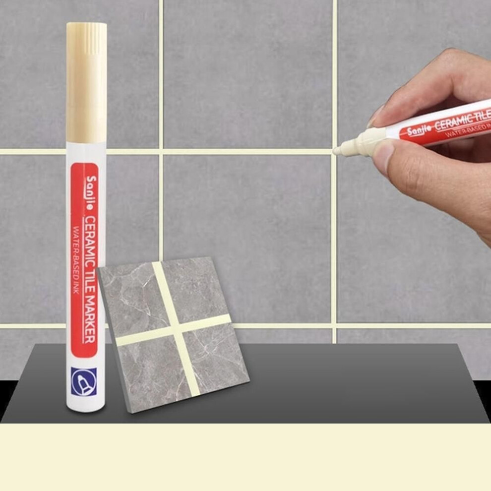 (beige, 1 pc) New Waterproof White Wall Tile Marker Pen Grout Restorer Gap Repair For Bathroom Floor Seam Paint Filling Construction Tools