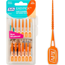 TePe EasyPick Toothpicks, Orange, ISO XS-S, 60pcs, Dental Plaque Removal Tool, efficient and Easy Cleaning Between The