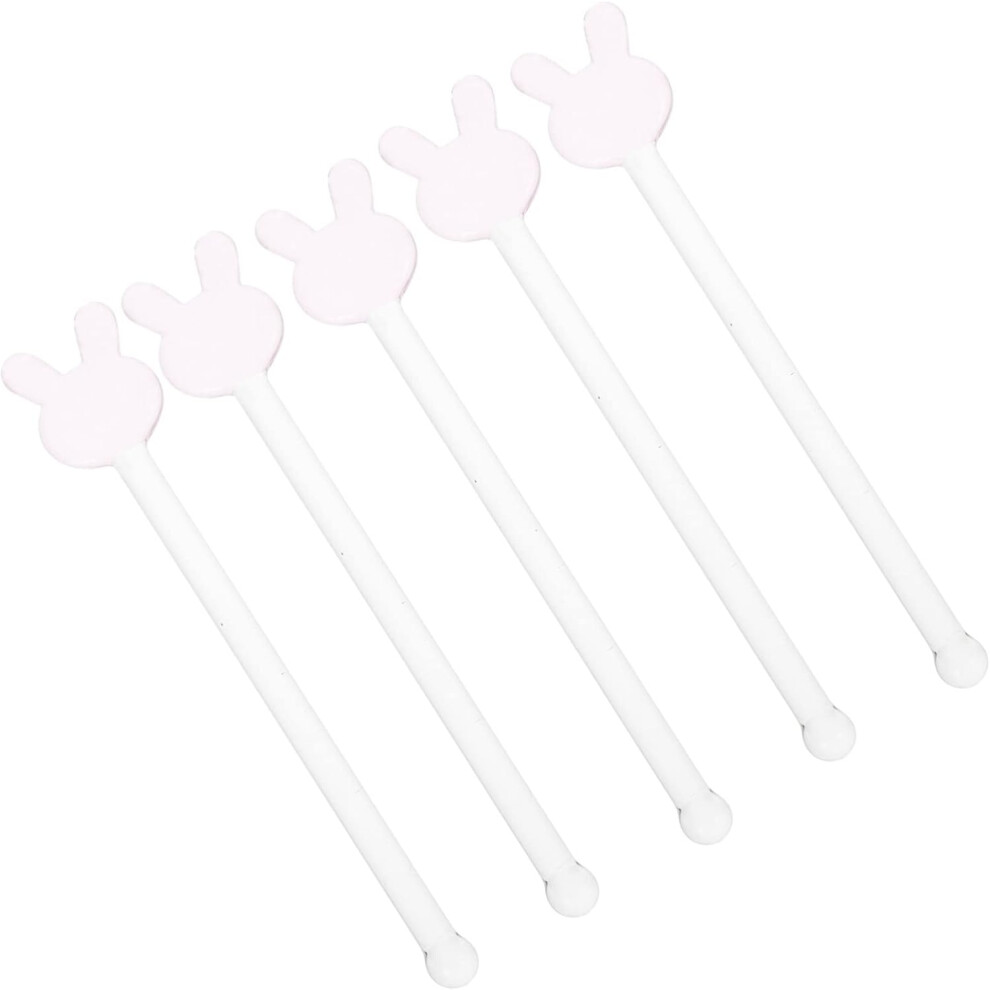 5 Agitadores De Cristal Con Forma De Conejo Para CóCteles.-image