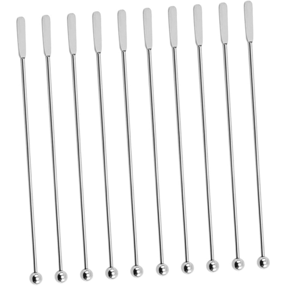 Juego De 10 Varillas De Acero Inoxidable Para Agitar CóCteles, Café, Té Y Utensilios Calientes.-image
