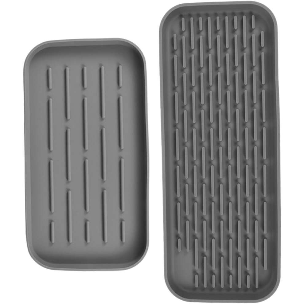 2 Bandejas De Silicona Para Fregadero, Soporte Para Esponja, Organizador De Cocina Para Tocador De BañO.-image