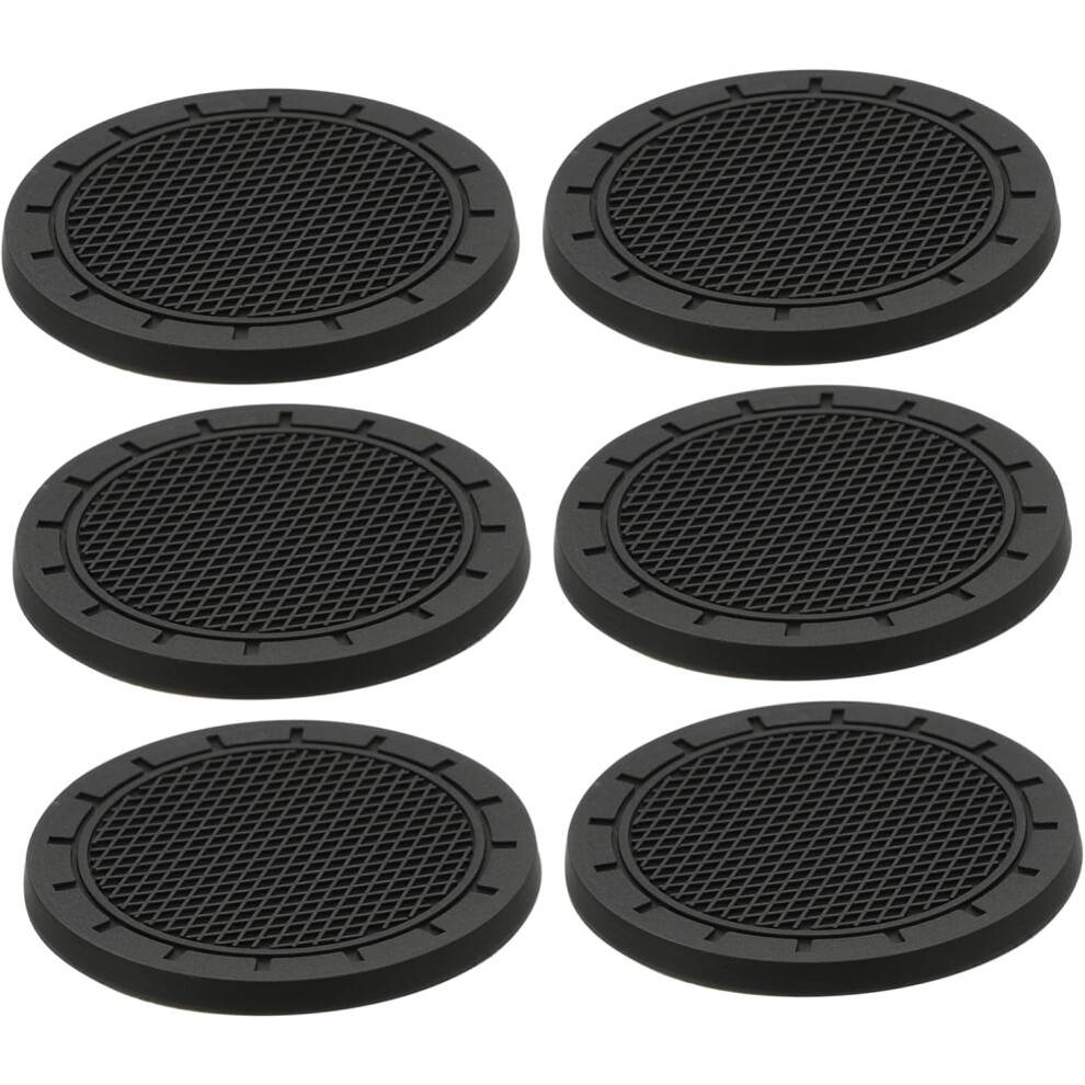 Posavasos Para Coche (Paquete De 6), De Pvc Negro, Para Bebidas, Antimanchas, Para DecoracióN Del Hogar Y El Coche.-image