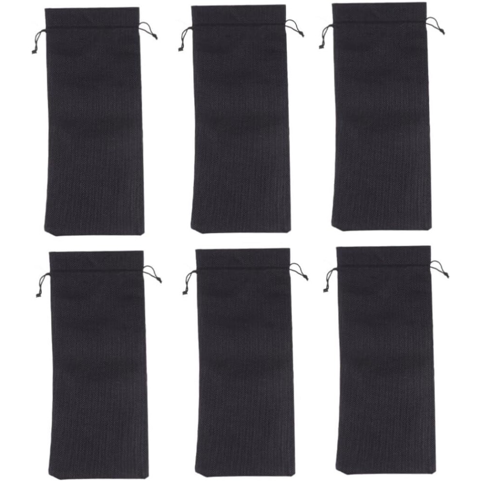 6 Bolsas De Vino Con CordóN, Fundas Para Botellas Con CordóN, Fundas Para Regalos, Envolturas Para Botellas, Color Negro-image