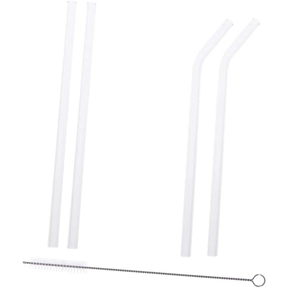 Juego De 6 Pajitas De Vidrio De Borosilicato De Alta Resistencia, Seguras Para Bebidas Calientes, Fiestas Y Festivales.-image