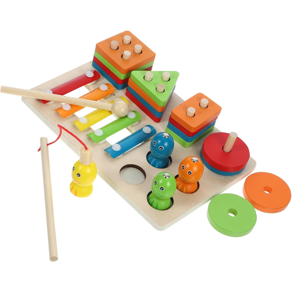 Juguete De Pesca De Madera Para Mejorar El Aprendizaje De NiñOs Y NiñAs Con ClasificacióN De Formas. Juguete Educativo Temprano.-image