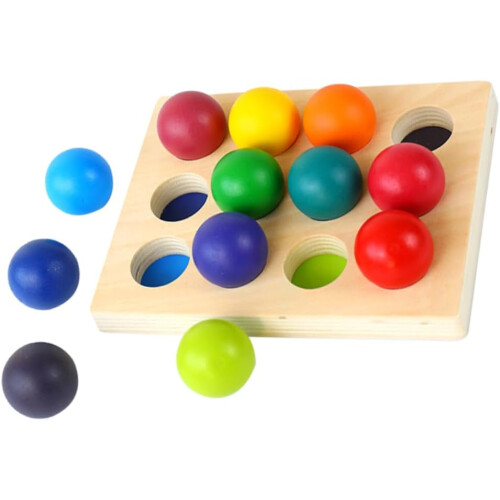 Juego De Clasificación De Colores De Madera – 7 Tazas, Figuras Y Bolas Para Aprender Desde 3 Años