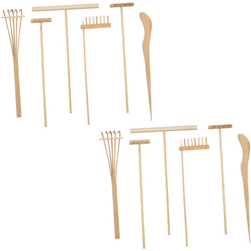 Juego De 2 Rastrillos De JardíN Zen Con Cuatro PúAs, Herramientas De Escritorio Para MeditacióN Y Accesorios.-image