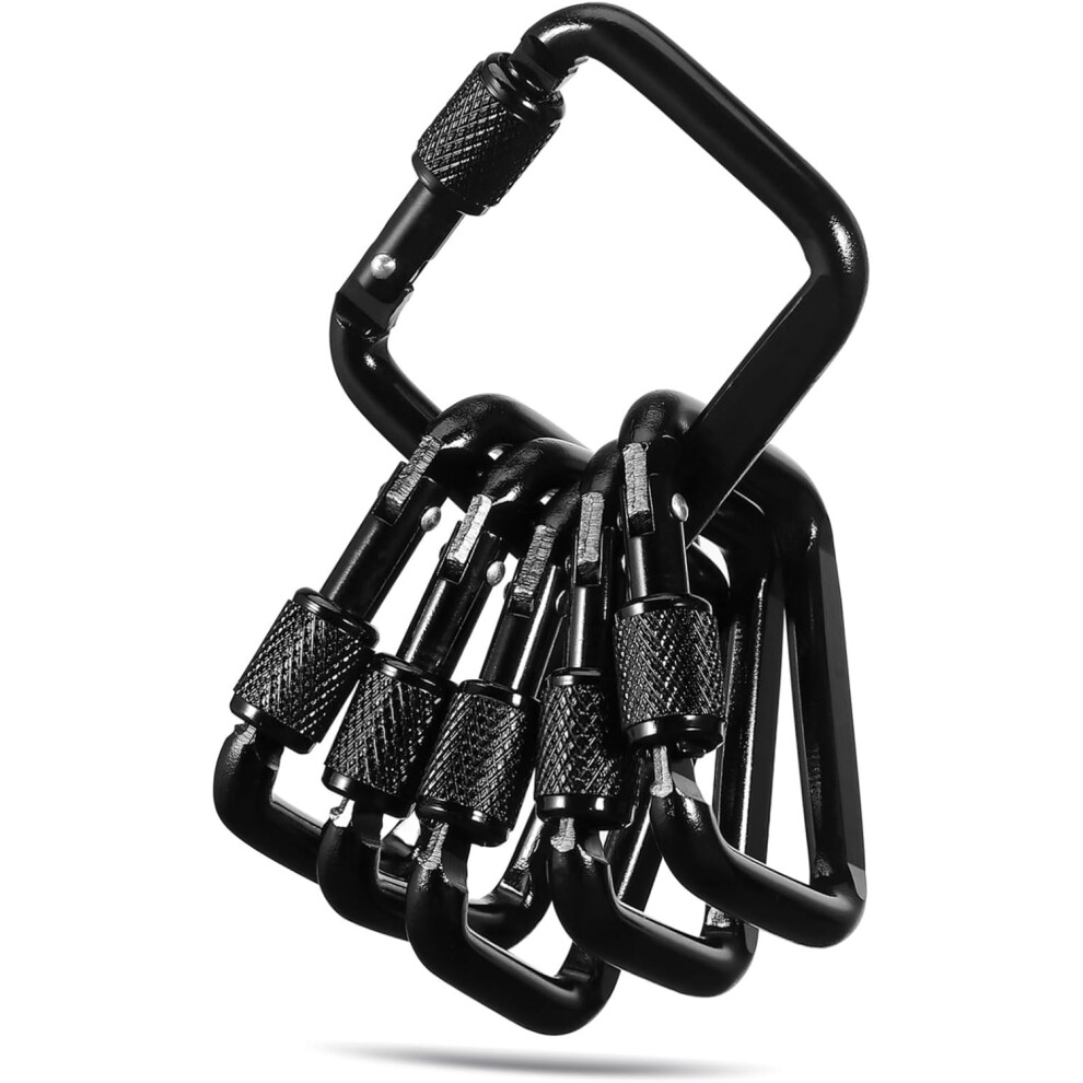 Juego De 6 Llaveros De Metal Con Cierre Cuadrado Plano Y Ganchos A PresióN Para Llaves, VersáTiles Para Diversos Usos.-image