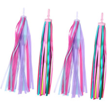 Serpentinas para manillar de bicicleta, 2 pares de cintas con borlas, accesorios para manillar de bicicleta, coloridas, fáciles de instalar