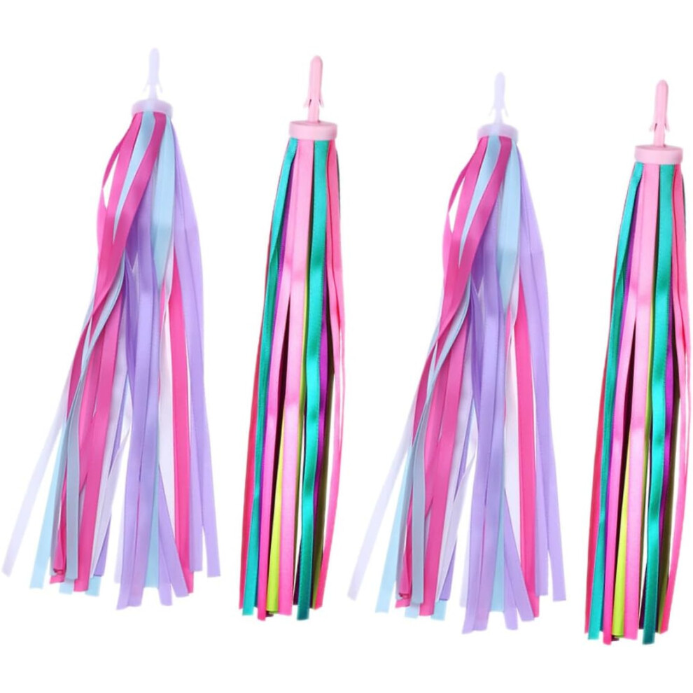 Serpentinas Para Manillar De Bicicleta, 2 Pares De Cintas Con Borlas, Accesorios Para Manillar De Bicicleta, Coloridas, FáCiles De Instalar-image